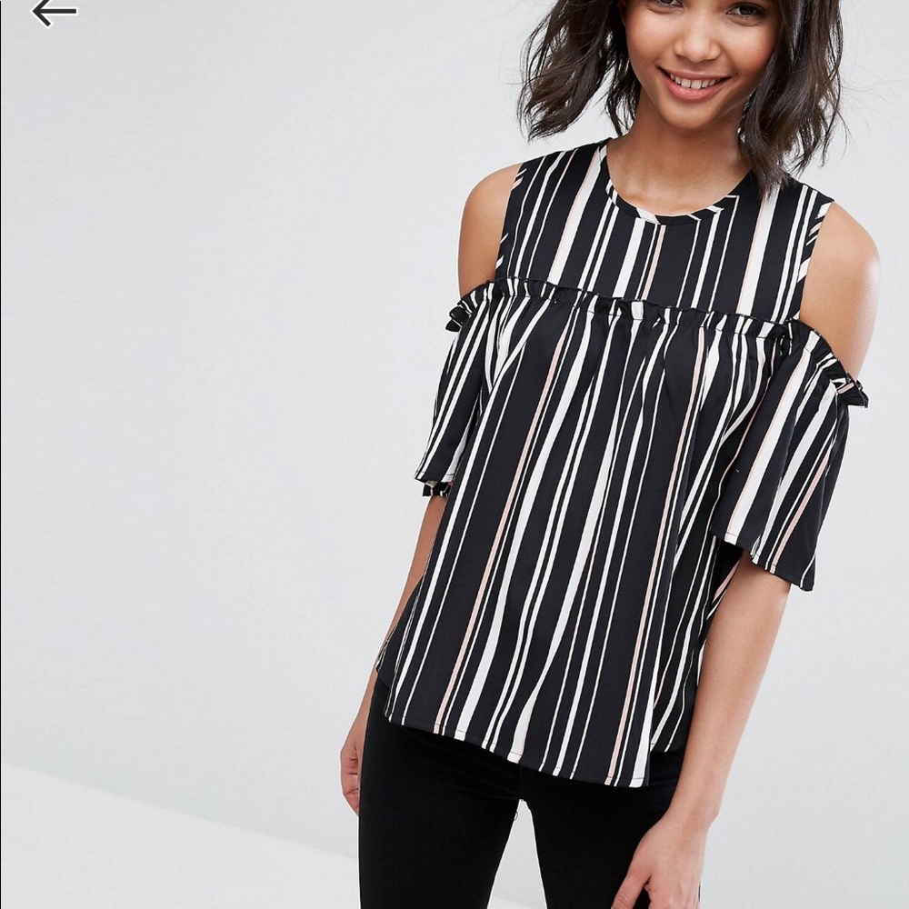 ASOS striped cold shoulder top